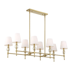 Arques Brass/White 8 Light Linear Chandelier - Ornate Home