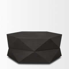Arreto Black 36" Hexagonal Hinged Solid Wood Top and Base Coffee Table - Ornate Home