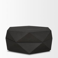 Arreto Black 36" Hexagonal Hinged Solid Wood Top and Base Coffee Table - Ornate Home