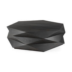 Arreto Black 48" Solid Wood Hexagonal Storage Coffee Table - Ornate Home