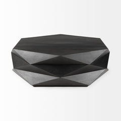 Arreto Black 48" Solid Wood Hexagonal Storage Coffee Table - Ornate Home