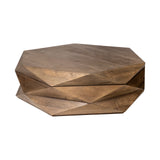 Arreto Brown 48" Hexagonal Hinged Solid Wood Top and Base Coffee Table - Ornate Home