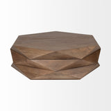 Arreto Brown 48" Hexagonal Hinged Solid Wood Top and Base Coffee Table - Ornate Home