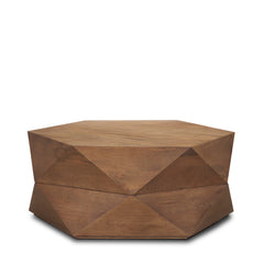 Arreto Medium Brown 36" Hexagonal Hinged Solid Wood Top and Base Coffee Table - Ornate Home