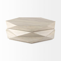 Arreto Natural 48" Solid Wood Hexagonal Storage Coffee Table - Ornate Home