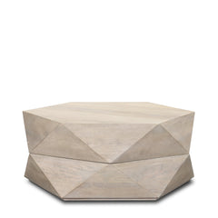 Arreto White 36" Hexagonal Hinged Solid Wood Top and Base Coffee Table