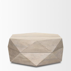 Arreto White 36" Hexagonal Hinged Solid Wood Top and Base Coffee Table