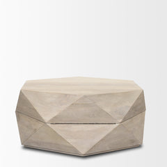 Arreto White 36" Hexagonal Hinged Solid Wood Top and Base Coffee Table