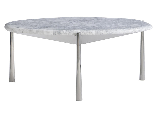Arris Arabescato Marble/Polished Stainless Steel Cocktail Table - Ornate Home