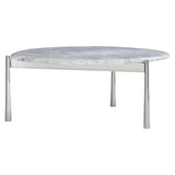 Arris Arabescato Marble/Polished Stainless Steel Cocktail Table - Ornate Home