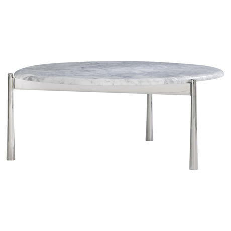 Arris Arabescato Marble/Polished Stainless Steel Cocktail Table - Ornate Home