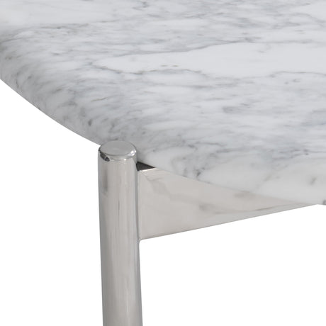 Arris Arabescato Marble/Polished Stainless Steel Cocktail Table - Ornate Home