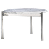 Arris Arabescato Marble/Polished Stainless Steel Cocktail Table - Ornate Home