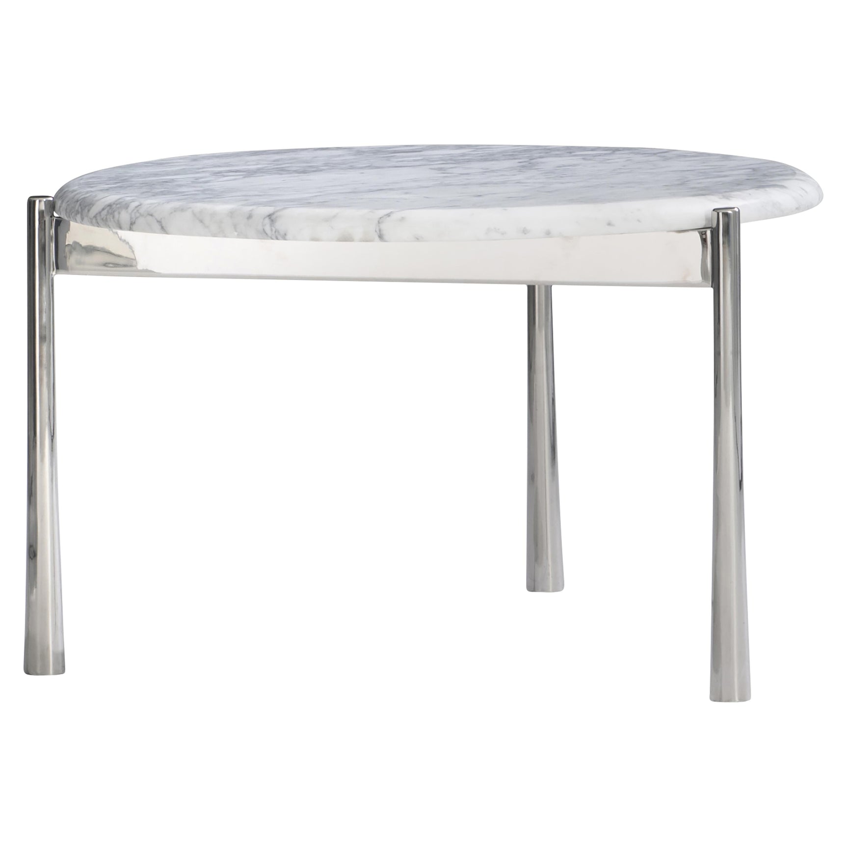 Arris Arabescato Marble/Polished Stainless Steel Cocktail Table - Ornate Home