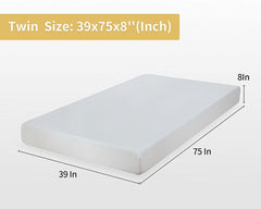 Artemisia White 8" Twin Memory Foam Mattress - Ornate Home