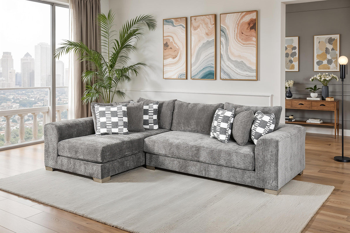 Artesia Charcoal Gray Sectional - Ornate Home