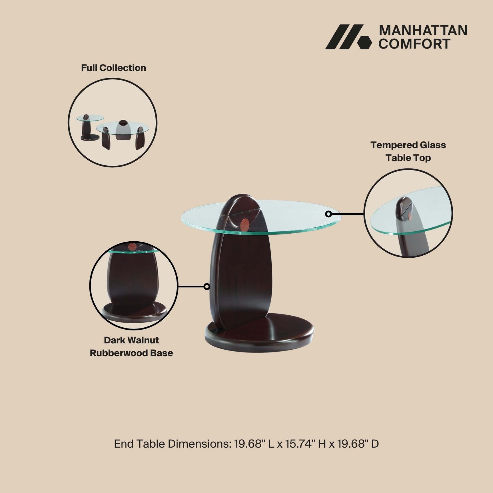 Artesia End Table in Dark Walnut - Ornate Home