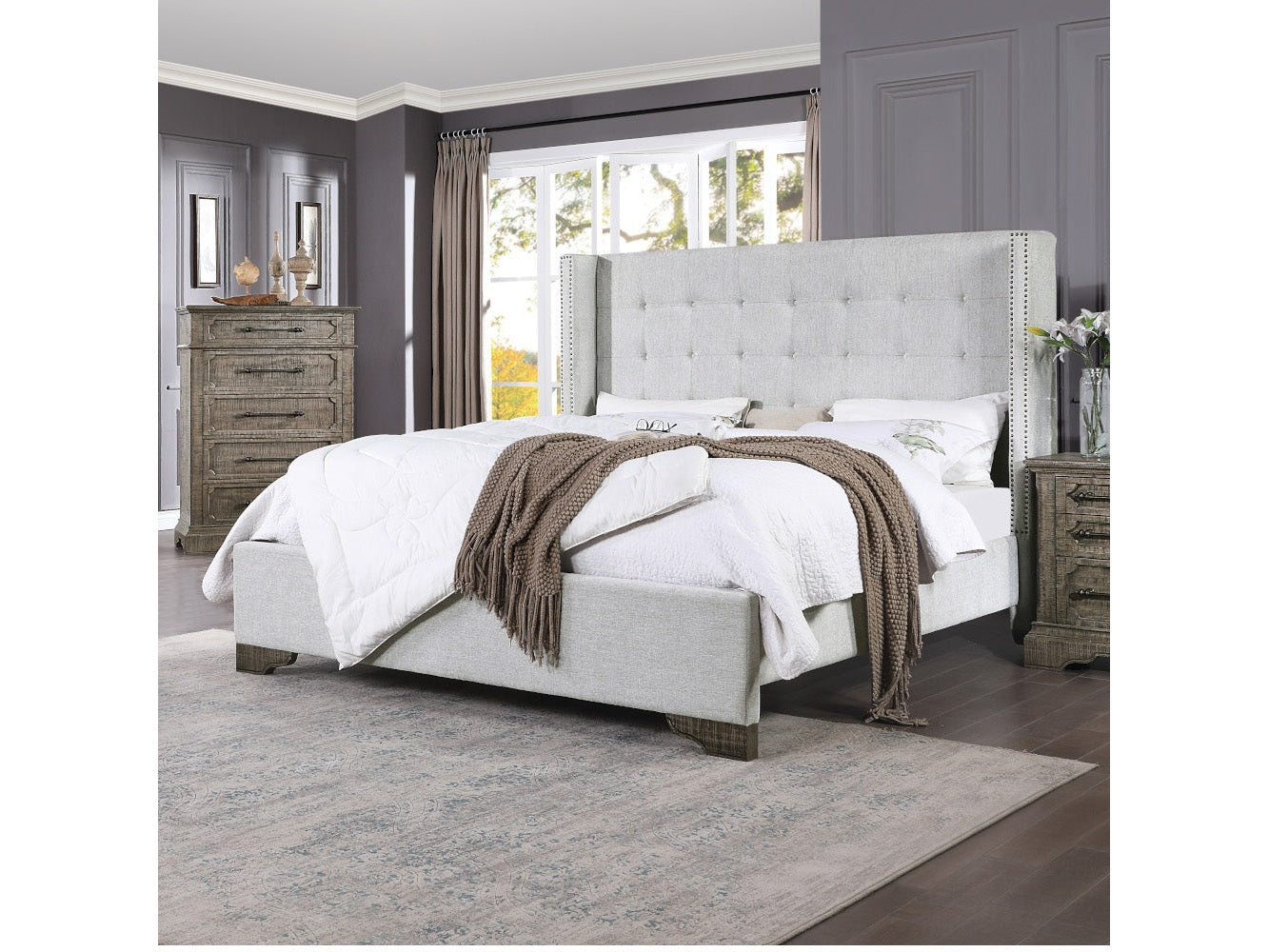 Artesia Tan Queen Bed - Ornate Home