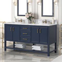 Arthur Blue 60" Vanity with Top/ Sink - Ornate Home