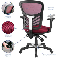 Articulate Red Mesh Office Chair - Ornate Home
