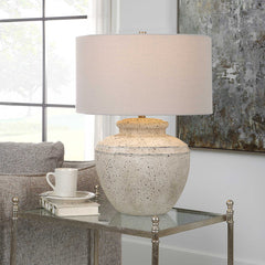 Artifact Gray/White Aged Stone Table Lamp - Ornate Home