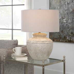 Artifact Gray/White Aged Stone Table Lamp - Ornate Home