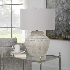 Artifact Gray/White Aged Stone Table Lamp - Ornate Home