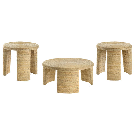 Artina Natural 3-piece Rattan Coffee and End Table Set - Ornate Home