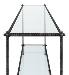Artisan Forge Black Hand Chased Iron Console Table Glass Top - Ornate Home