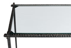 Artisan Forge Black Hand Chased Iron Console Table Glass Top - Ornate Home
