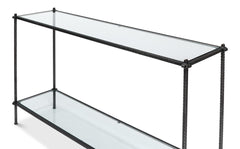 Artisan Forge Black Hand Chased Iron Console Table Glass Top - Ornate Home