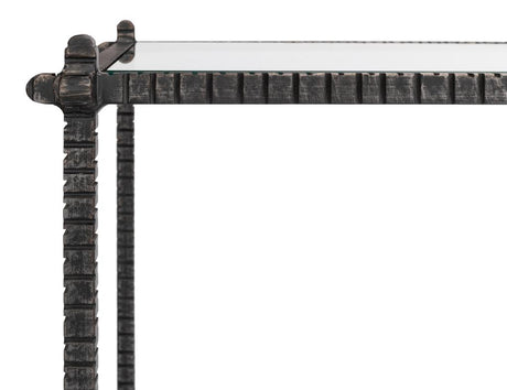 Artisan Forge Black Hand Chased Iron Console Table Glass Top - Ornate Home