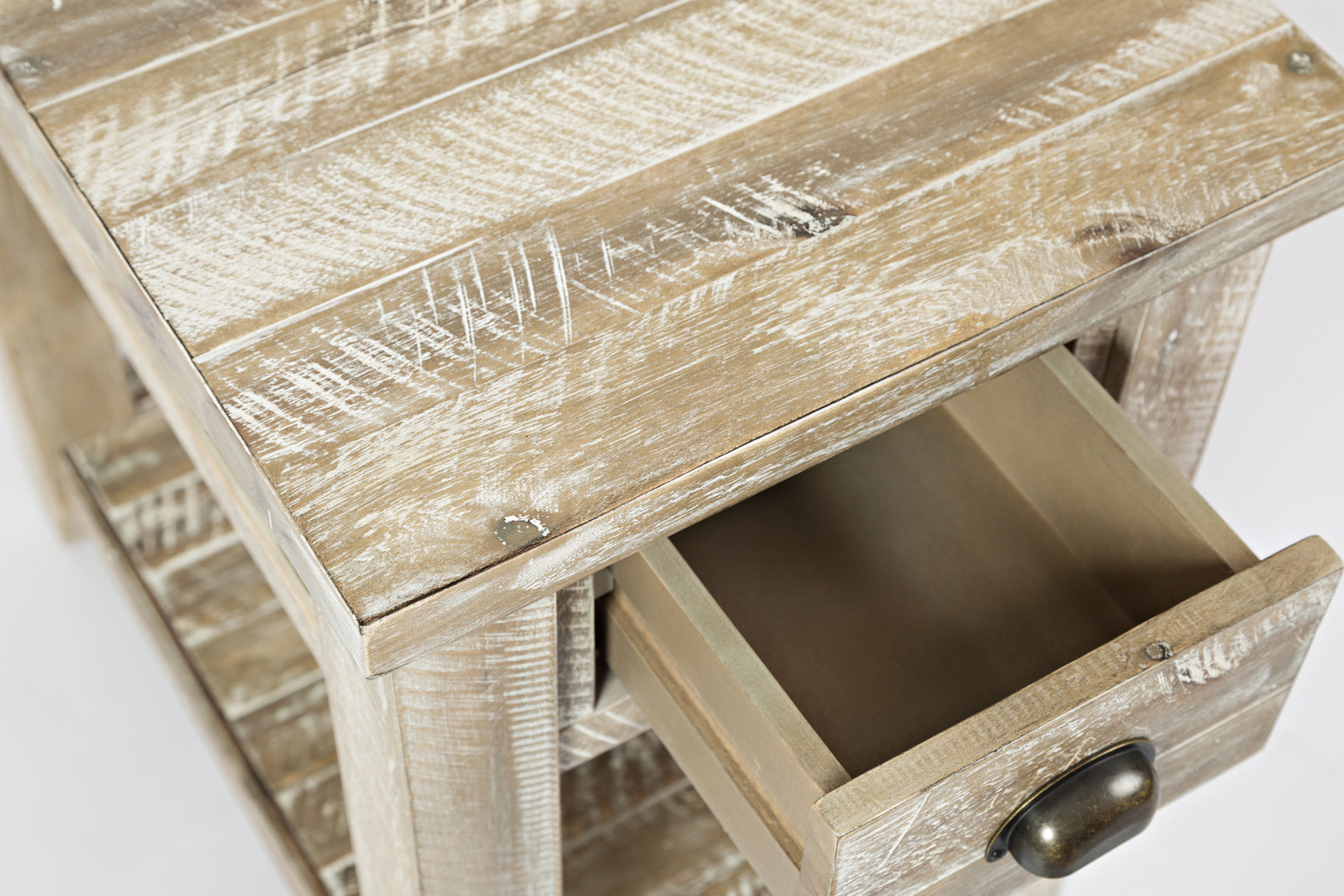 Artisan's Craft Washed Grey Chairside Table - Ornate Home