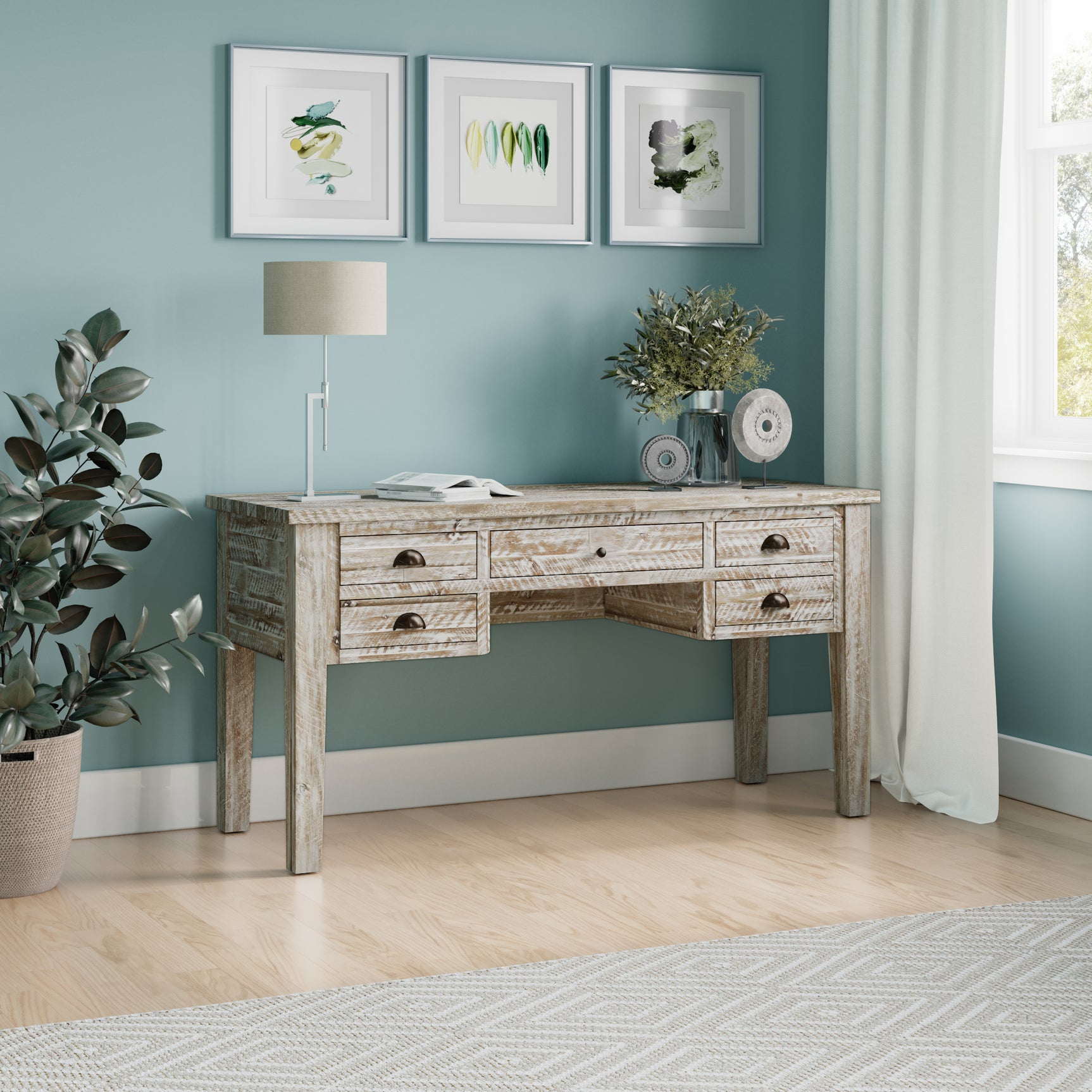 Artisan's Craft Washed Grey Desk - Ornate Home