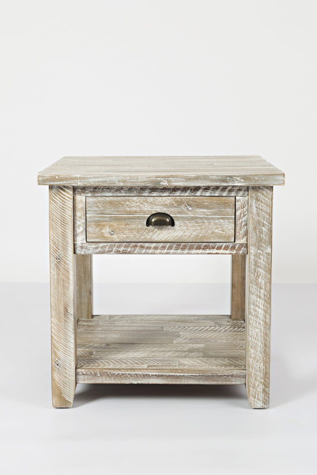Artisan's Craft Washed Grey End Table - Ornate Home