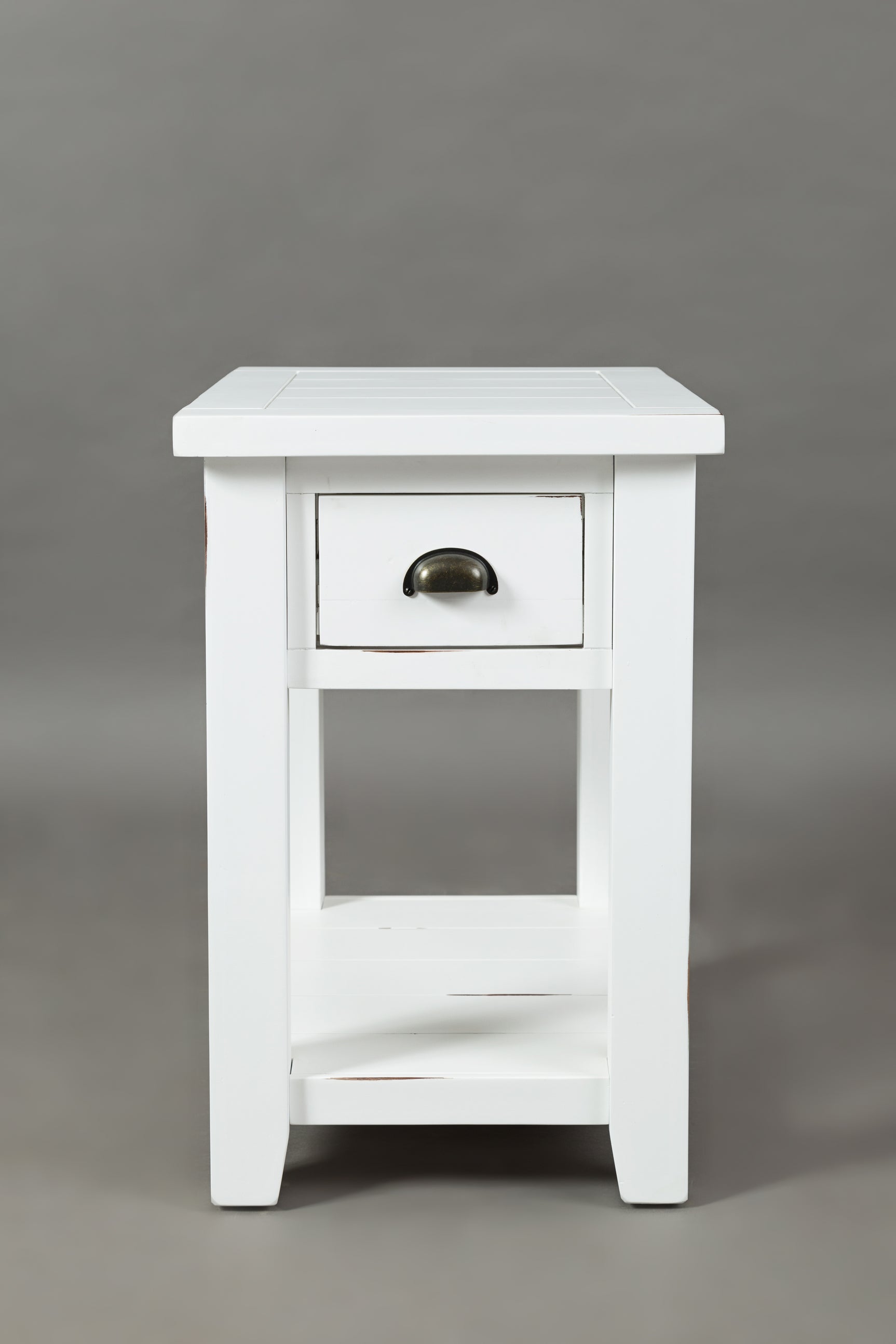Artisan's Craft Weathered White Chairside Table - Ornate Home