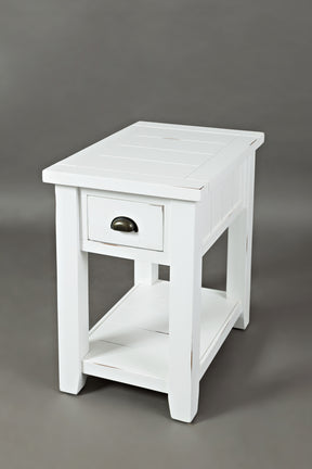 Artisan's Craft Weathered White Chairside Table - Ornate Home