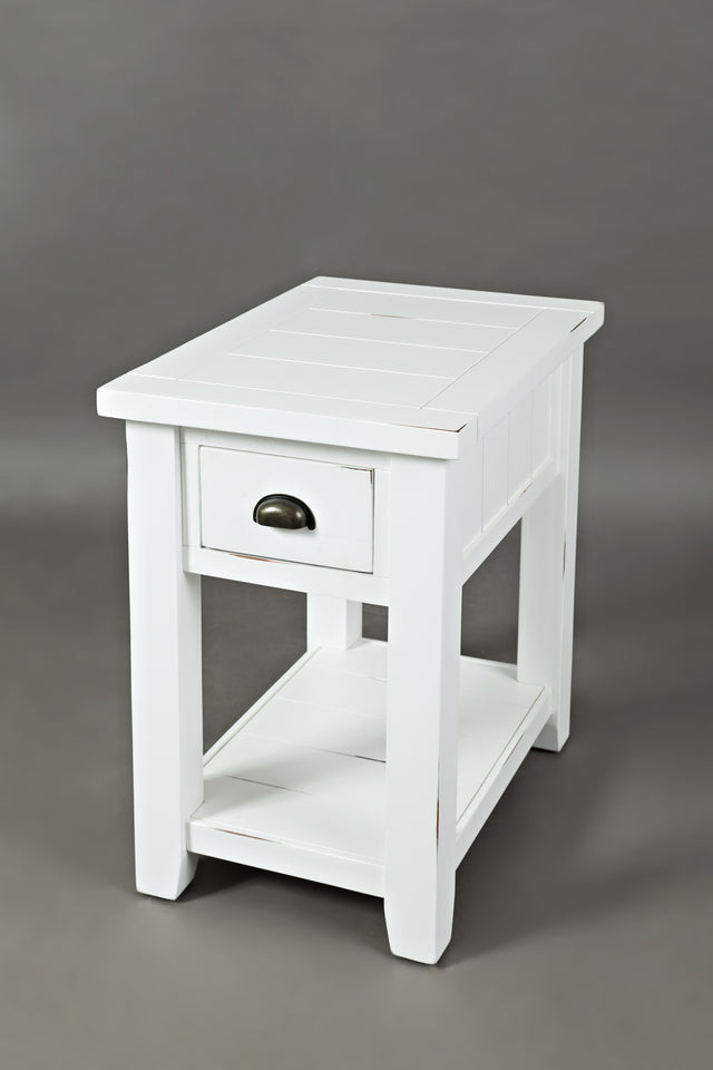 Artisan's Craft Weathered White Chairside Table - Ornate Home