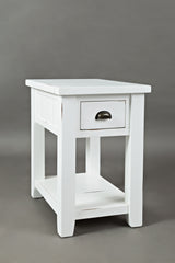 Artisan's Craft Weathered White Chairside Table - Ornate Home