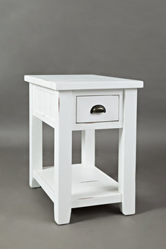 Artisan's Craft Weathered White Chairside Table - Ornate Home