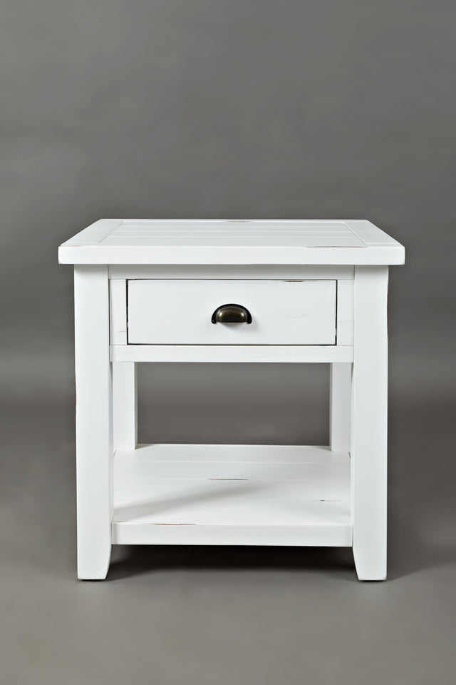 Artisan's Craft Weathered White End Table - Ornate Home