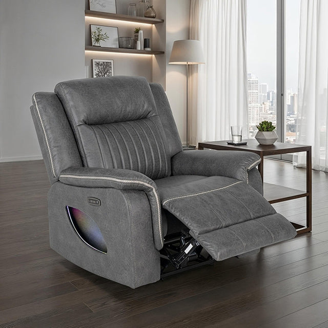 Arturus Dark Gray Power Recliner - Ornate Home