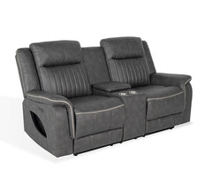 Arturus Dark Gray Power Sofa + Loveseat - Ornate Home