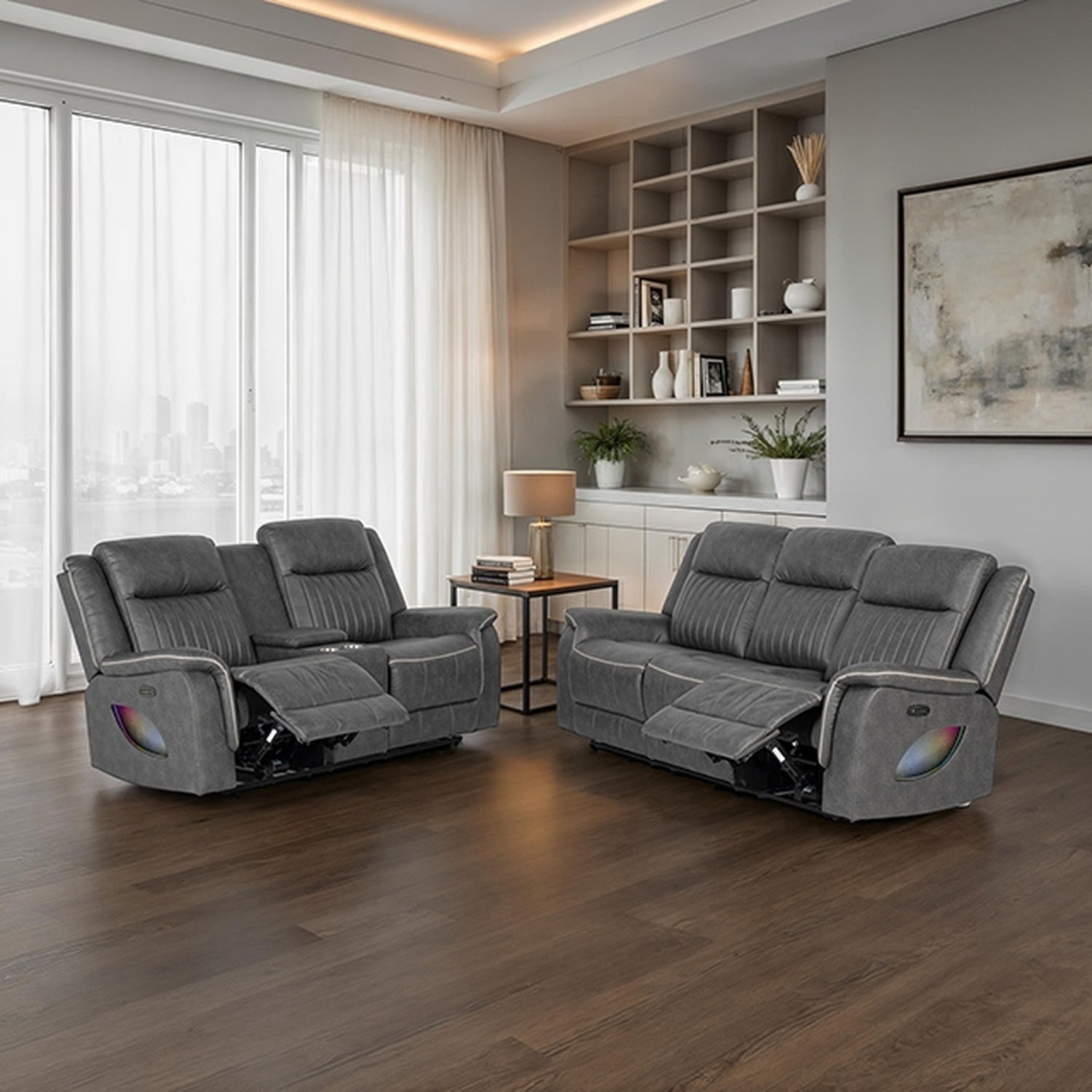 Arturus Dark Gray Power Sofa + Loveseat - Ornate Home