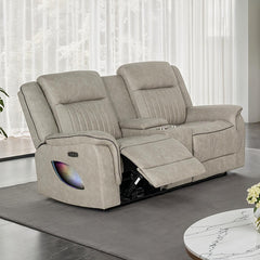 Arturus Light Brown Power Loveseat - Ornate Home