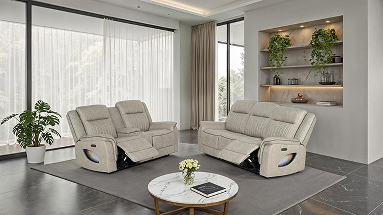 Arturus Light Brown Power Loveseat - Ornate Home