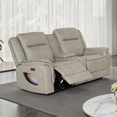 Arturus Light Brown Power Sofa + Loveseat - Ornate Home