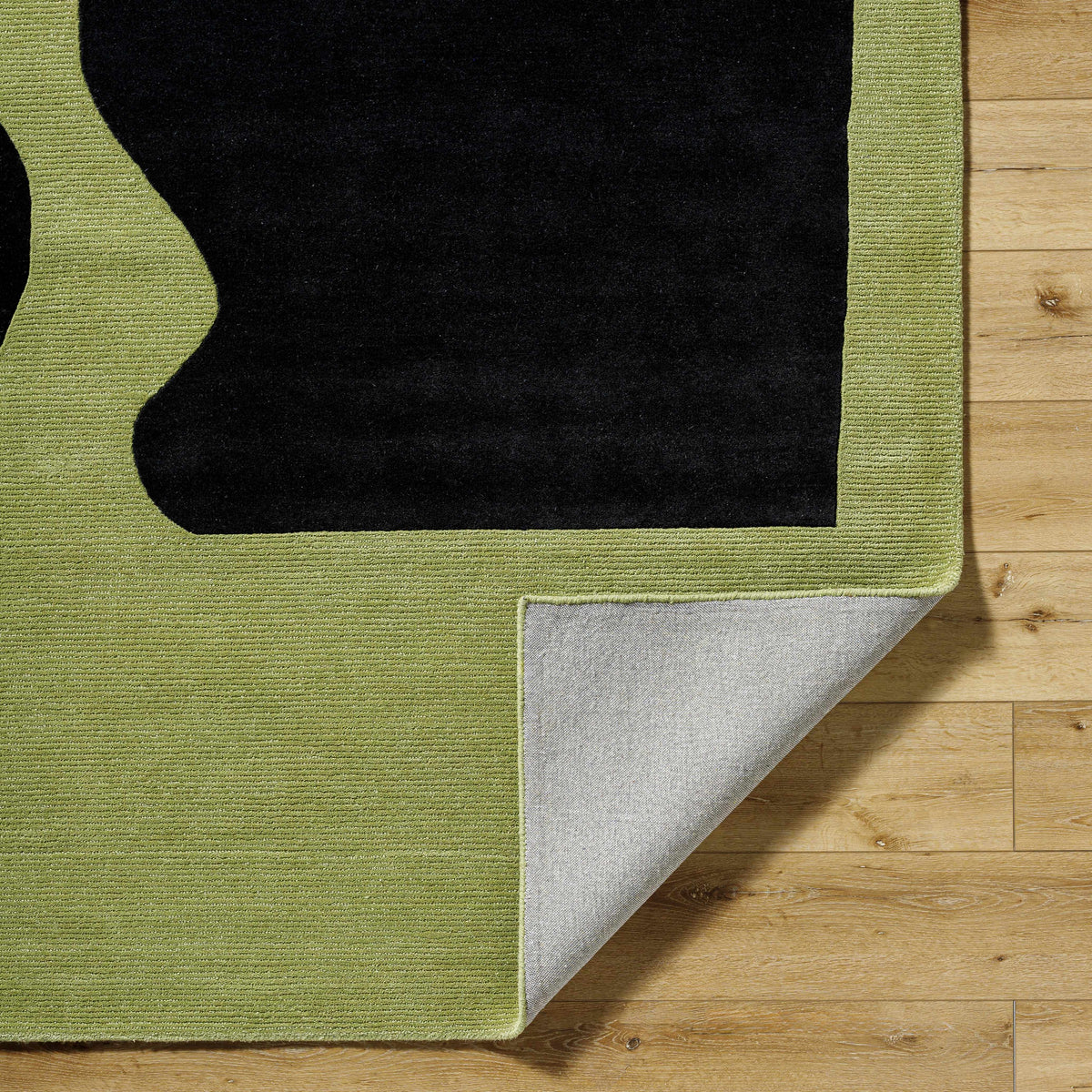 Arvok Olive Green Organic Block Art Deco Wool Handmade Area Rug - Clearance - Ornate Home