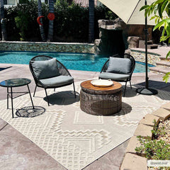 Arwid Bone Outdoor Area Rug - Clearance - Ornate Home