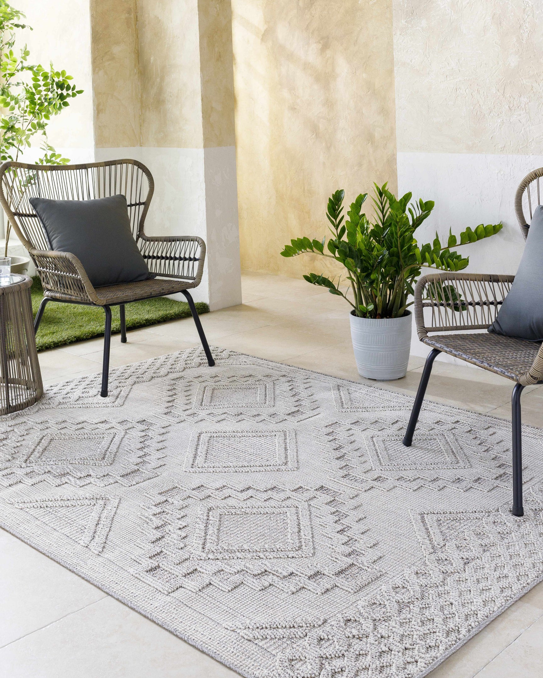 Arwid Light Gray Outdoor Area Rug - Clearance - Ornate Home